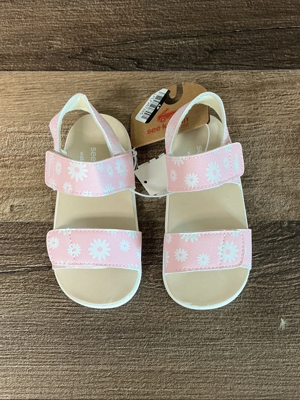 See Kai Run Pink Daisy Double-Strap Sandals